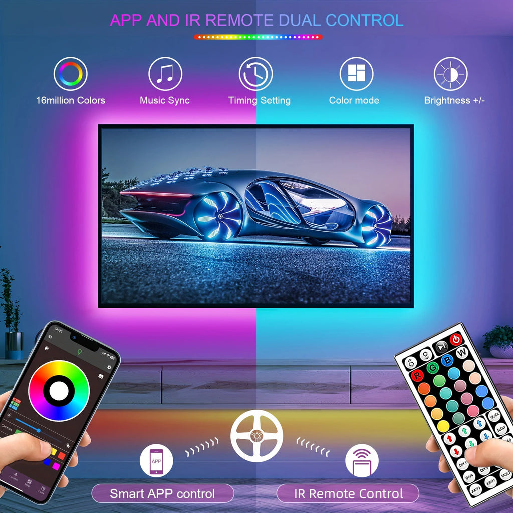 Fita LED RGB Inteligente com Controle por App e Controle Remoto | 5m, 10m, 20m e 30m