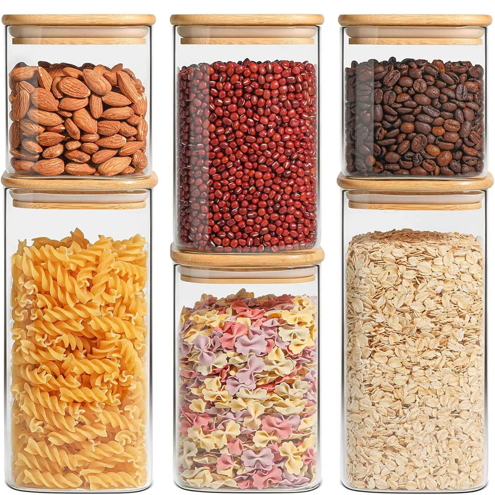 Pote de Vidro Hermético com Tampa – Ideal para armazenar farinha, cereais, açúcar, chá, café e outros alimentos, mantendo tudo fresco e organizado