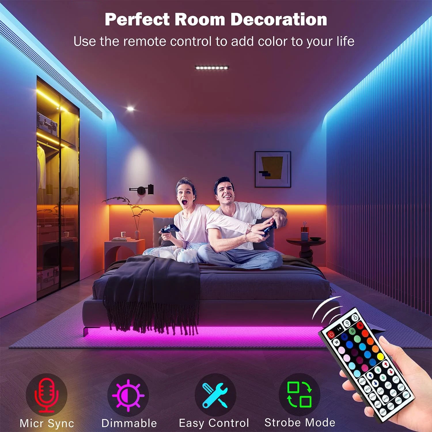 Fita LED RGB Inteligente com Controle por App e Controle Remoto | 5m, 10m, 20m e 30m