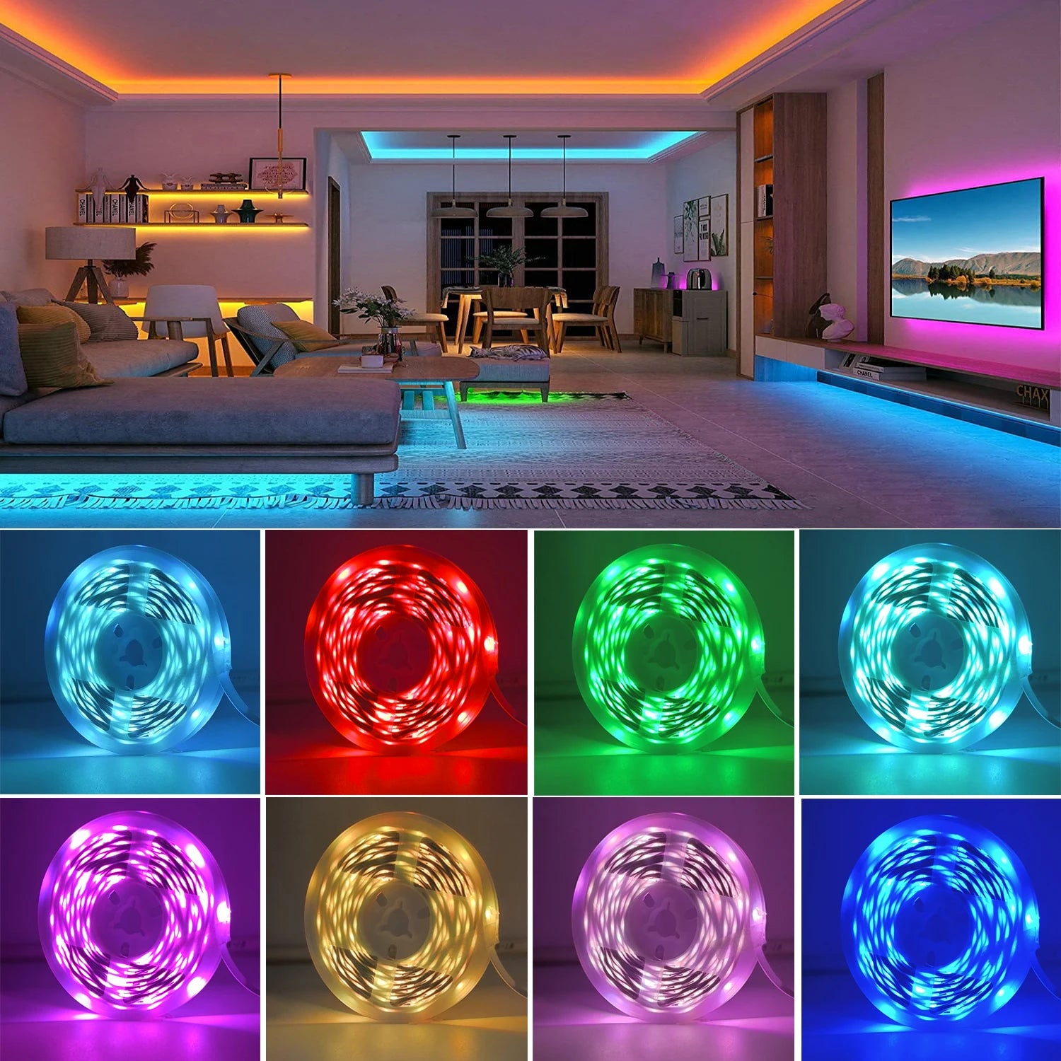 Fita LED RGB Inteligente com Controle por App e Controle Remoto | 5m, 10m, 20m e 30m