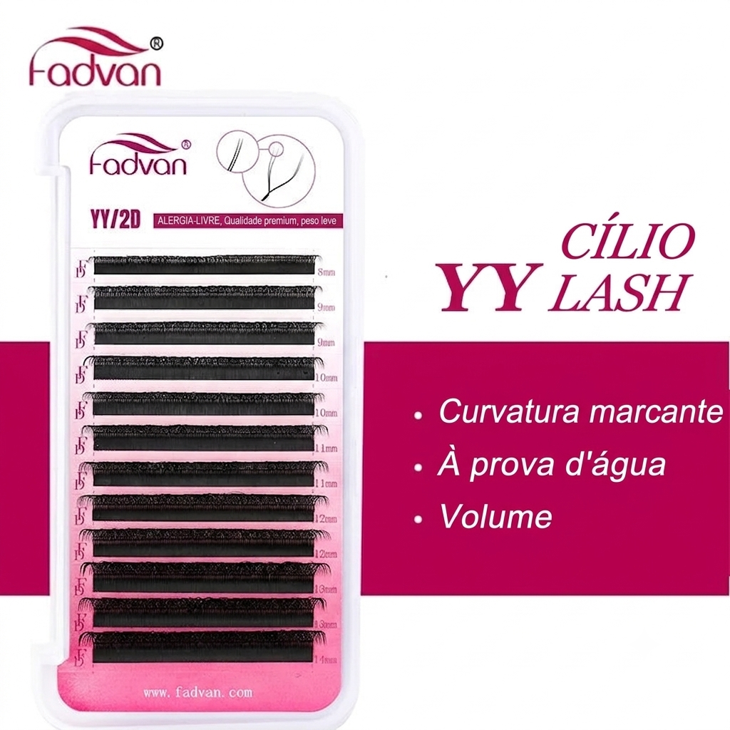 Cílios FADVAN Formato YY 6-15mm Cílios 2D 0.07/0.05mm Faux Mink Curvatura C/D Extensão de Cílios Volume Brasileiro Natural Macio Fio a Fio